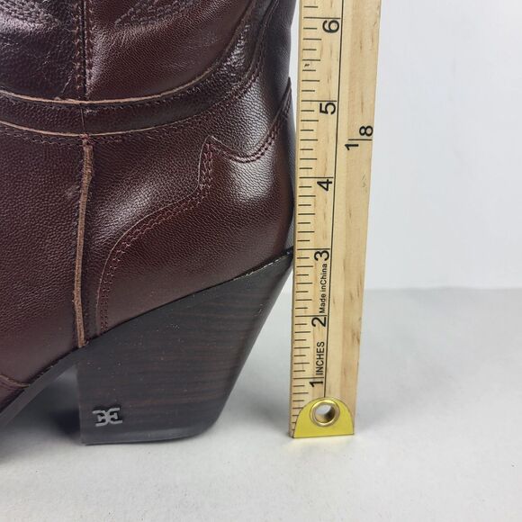 Sam Edelman James Leather Western mid calf Boot Size 7.5 Wide Calf - Picture 4 of 14
